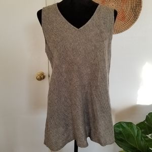 FLAX V-Neck Sleevless Linen Tunic Blouse